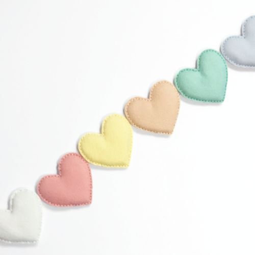 Handmade Felt Heart Garland | Felt Heart | Wall Decor | Neutrals