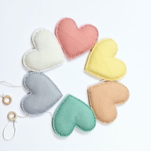 Handmade Felt Heart Garland | Felt Heart | Wall Decor | Neutrals