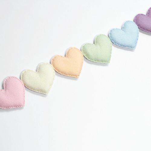 Handmade Felt Heart Garland | Felt Heart | Wall Decor | Pastel Rainbow