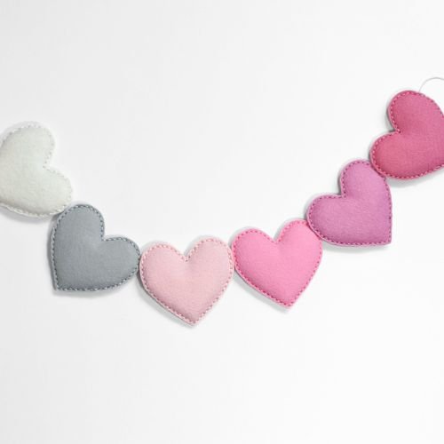 Handmade Felt Heart Garland | Felt Heart | Wall Decor | Pinks