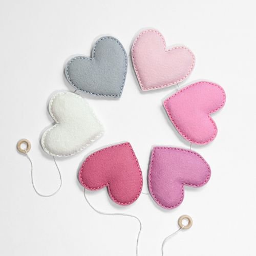 Handmade Felt Heart Garland | Felt Heart | Wall Decor | Pinks