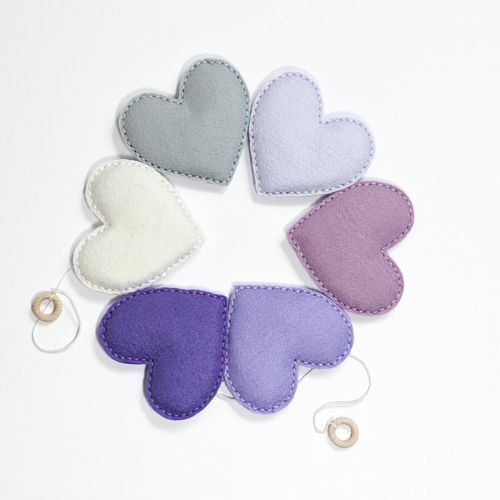 Handmade Felt Heart Garland | Felt Heart | Wall Decor | Purples