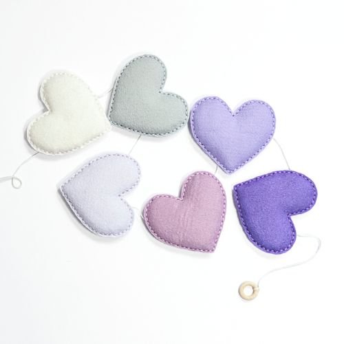 Handmade Felt Heart Garland | Felt Heart | Wall Decor | Purples