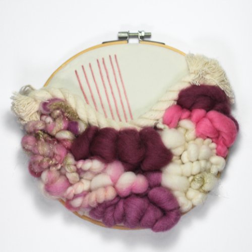 Fiber Art | Coiled Rope | Embroidery Hoop | Pinks - BlueRhubarb