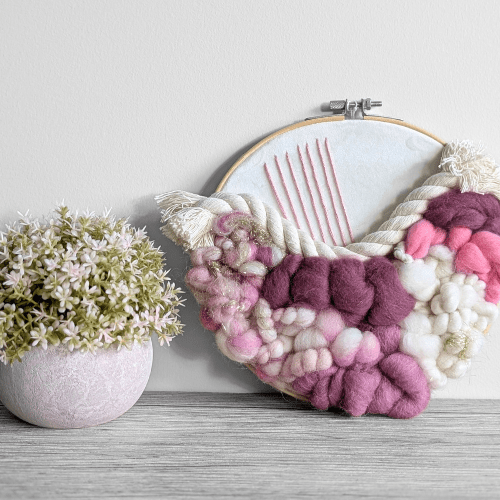 Fiber Art | Coiled Rope | Embroidery Hoop | Pinks - BlueRhubarb