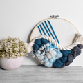 Handmade Round Woven Fiber Wall Decor - Teal Grey