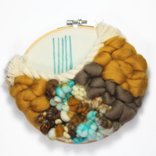 Fiber Art | Coiled Rope | Embroidery Hoop | Yellows and Brown - BlueRhubarb