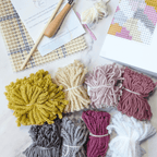 Handmade DIY Latch Hook Kit - Abstract Burgundy Palette - Modern Fiber Art
