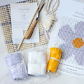 Handmade DIY Latch Hook Kit - Modern Fiber Art - Daisy Pattern