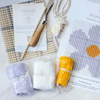 Handmade DIY Latch Hook Kit - Modern Fiber Art - Daisy Pattern