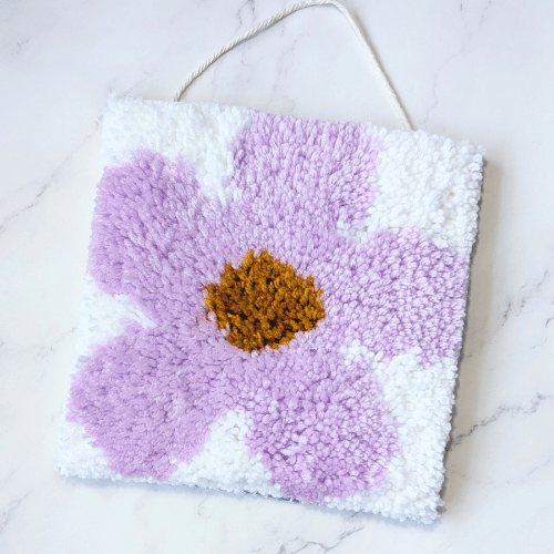 Handmade DIY Latch Hook Kit - Modern Fiber Art - Daisy Pattern