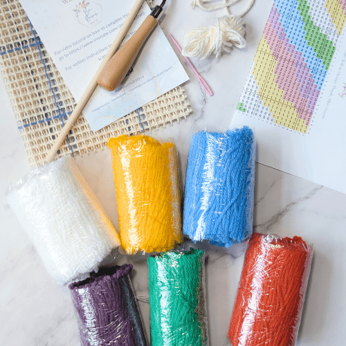 Latch Hook Tapestry DIY Kit - Rainbow - Latch Hook Kit - BlueRhubarb