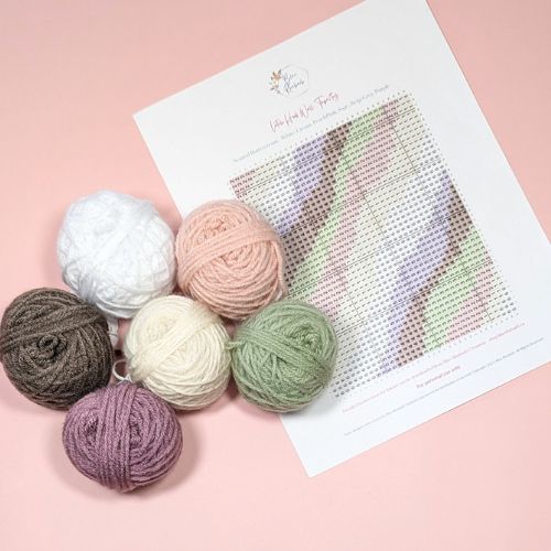 Handmade DIY Latch Hook Kit - Neutral Buttercream Palette - Modern Fiber Art