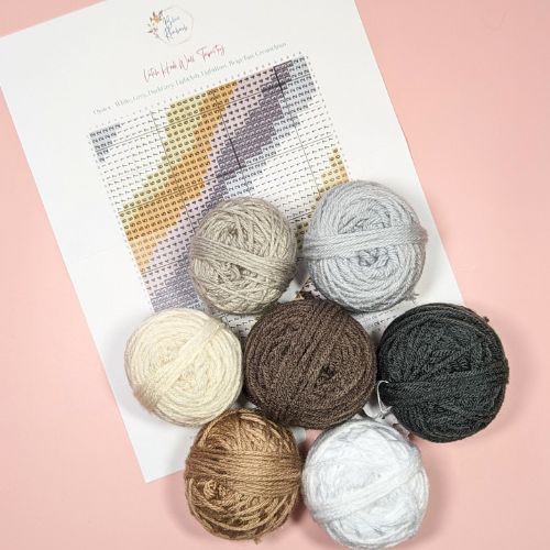 Handmade DIY Latch Hook Kit - Neutral Earth Tones - Modern Fiber Art