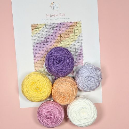 Handmade DIY Latch Hook Kit - Soft Spring Pastel Palette - Modern Fiber Art