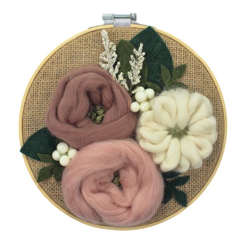 Floral Embroidery Art | Wool Flowers | Flower Wall Decor | Embroidery Hoop Art - BlueRhubarb