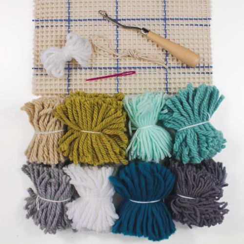 Latch Hook Tapestry DIY Kit | Fiber Art Kit | Abstract Latch Hook | Latch Hook Kit - BlueRhubarb