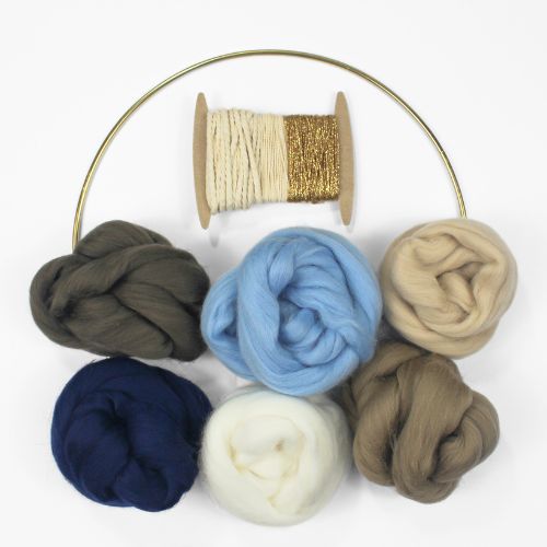 Weaving Kit | Gold Threads | Round Wall Hanging | DIY - BlueRhubarb